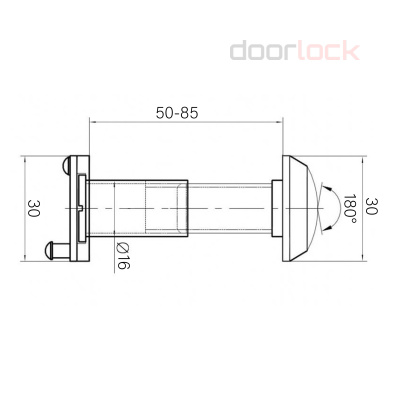 Глазок DL VA16S/50-90mm/180°,  квадратный