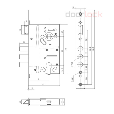 Корпус цилиндрового замка DL8252С/60/85мм, хромированный