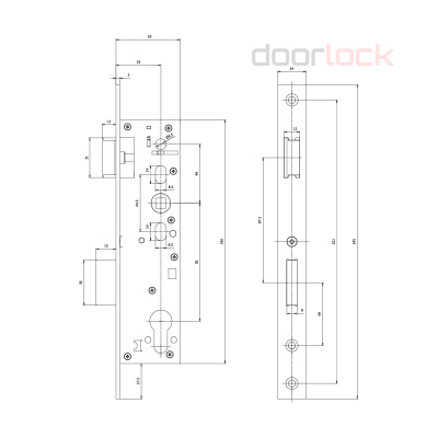 Замок дверной DOORLOCK DL301, цилиндровый, нержавеющая сталь