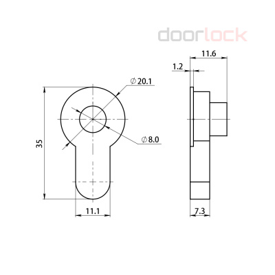 Вставка DOORLOCK DL CHC CP в отверстие для цилиндра под шток d8мм