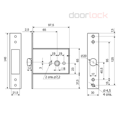 Защелка Гардиан - 301, фронтальная планка 30х140мм