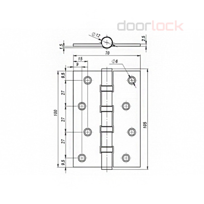 Карточная петля Vantagе 4BB (полированный хром)