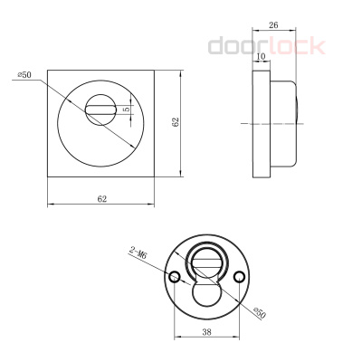 Броненакладка защитная врезная DL PRO6225S CP (полированный хром), квадратная розетка, HRC50