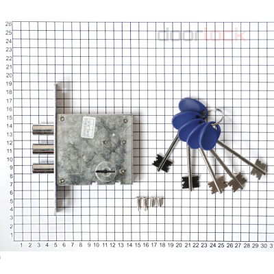 Корпус сувальдного замка DL8257K/Z/60 мм, 5 ключей, хромированный
